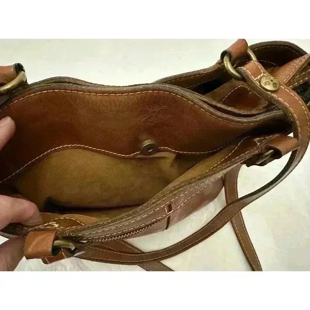 Patricia Nash Poppy Tote Shoulder Bag, 100% Italian Leather, Tan, Top Zip - Picture 5 of 12